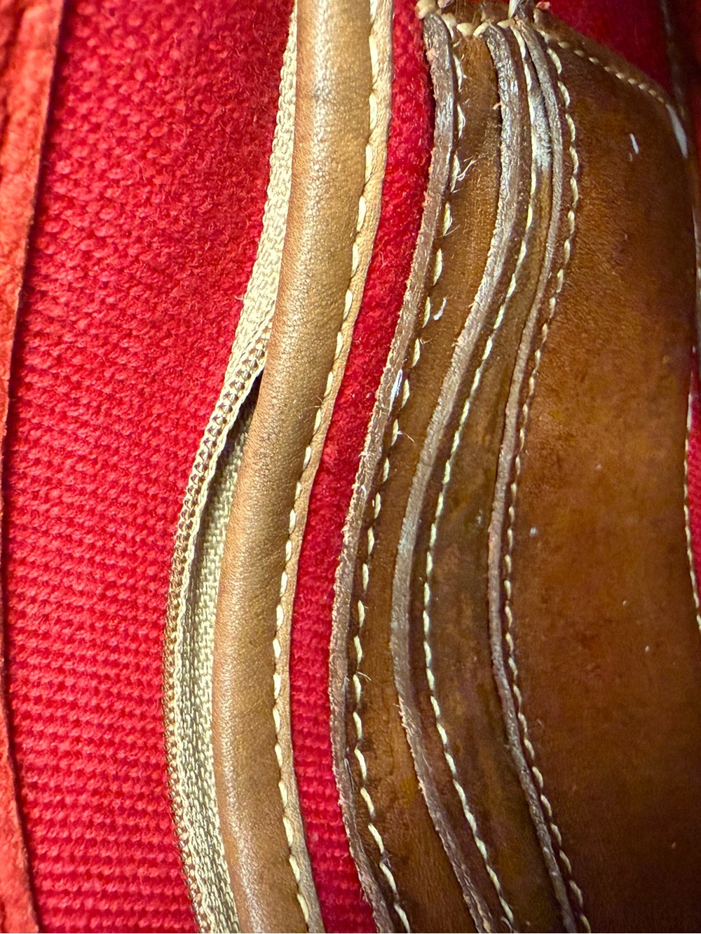 Dooney & Bourke Red Pebbled Leather Satchel Trio with Tan Trim - Picture 4 of 13